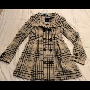 Black and white plaid jacket/coat